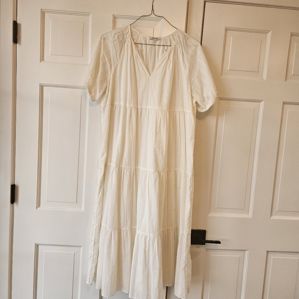 Madewell White V-Neck Dress